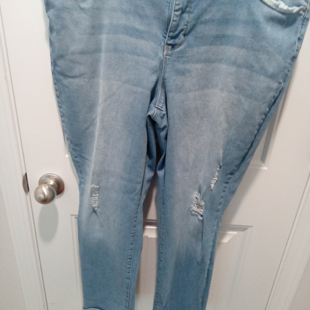Royality For Me Plus Size 18W High-Rise Ankle Light Blue Distressed Denim Jeans - Picture 2 of 8